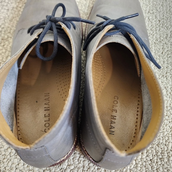 Cole Haan Grey Low Cut Leather Dress Shoes  Size 8.5 M Chukka - Picture 7 of 11